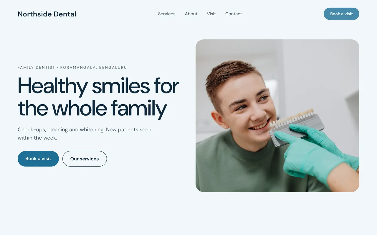 A dental clinic website made with the builder